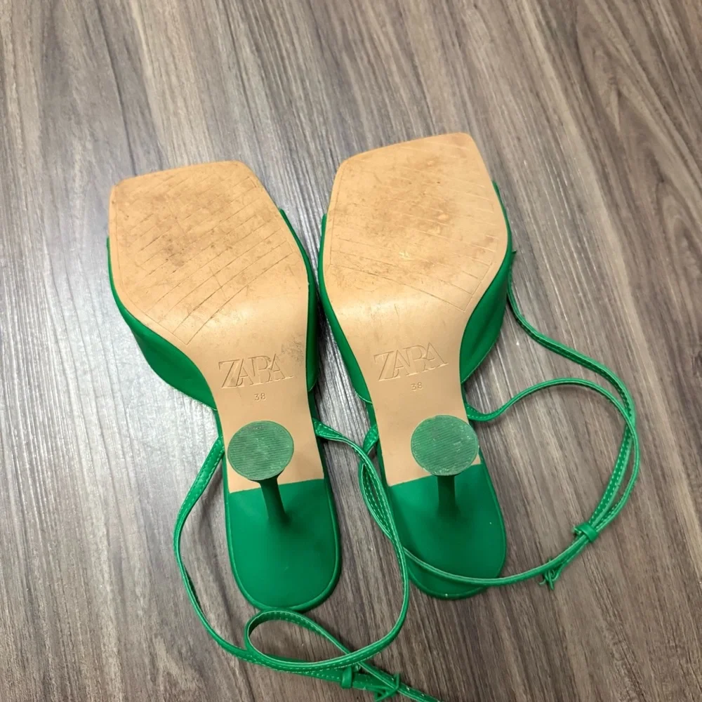 Zara Green Kelly Sandals women sz 38/8 - Picture 8 of 8